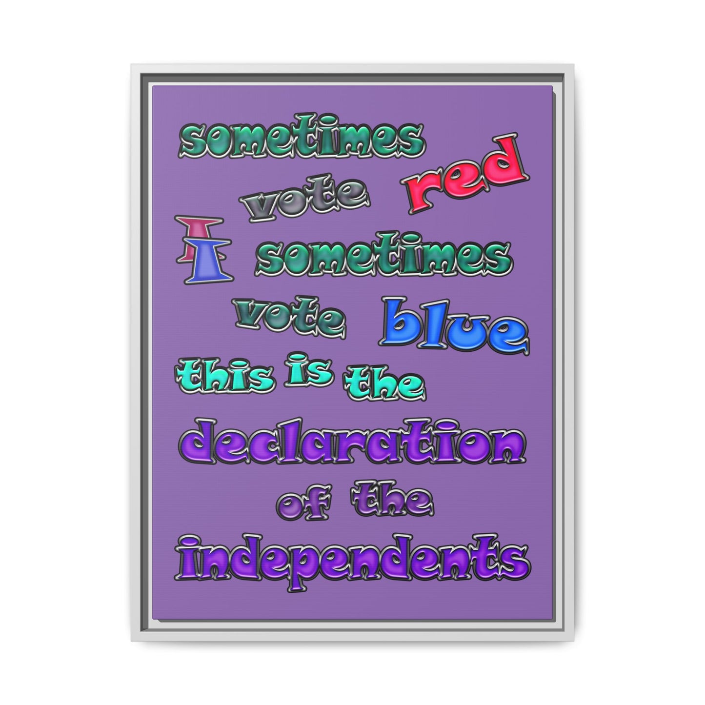 declaration of the independents - framed canvas art (light purple)