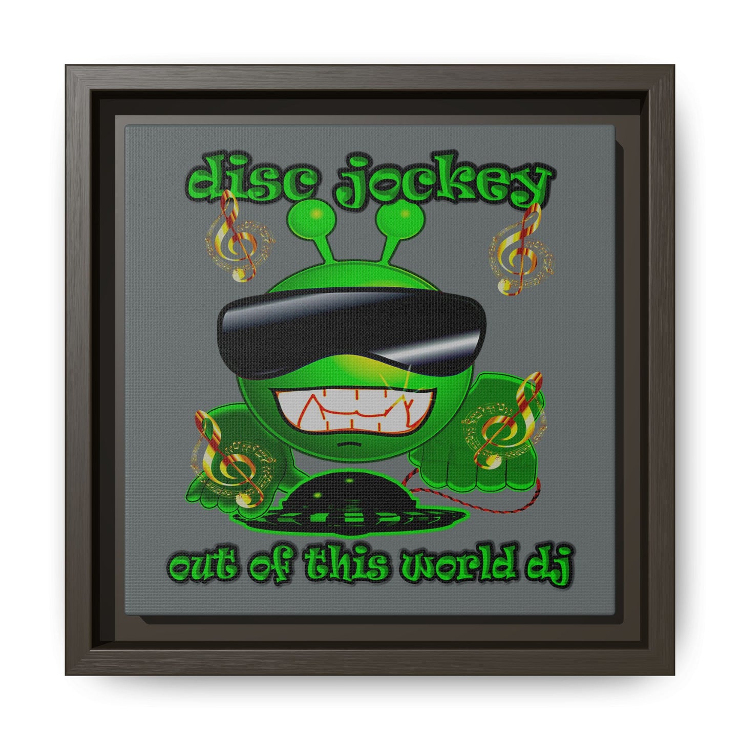 disc jockey - framed canvas art (dark grey)