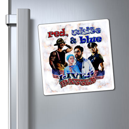 rw&b lives matter - Magnets - (white marble)