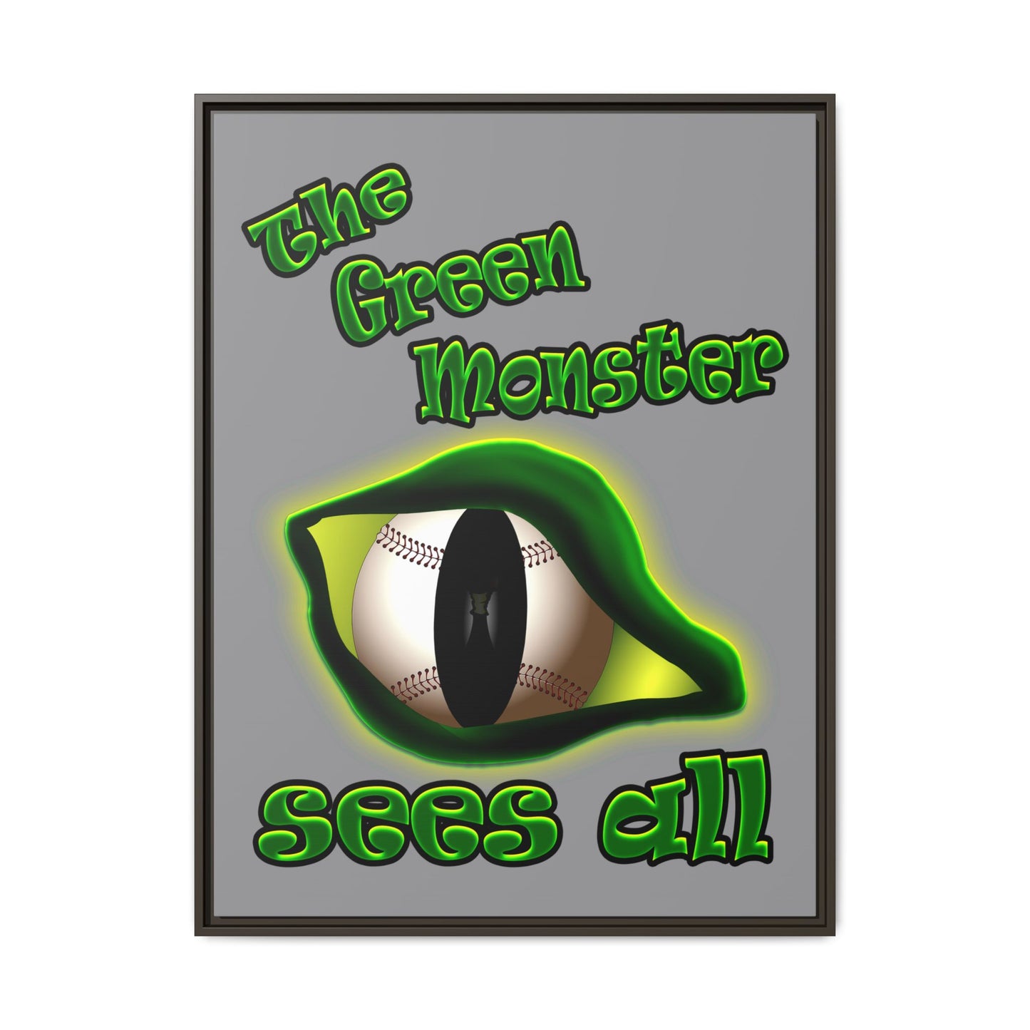 green monster - framed canvas art (grey)