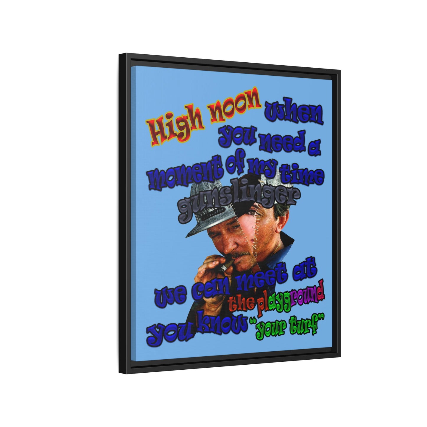 high noon - framed canvas art (light blue)