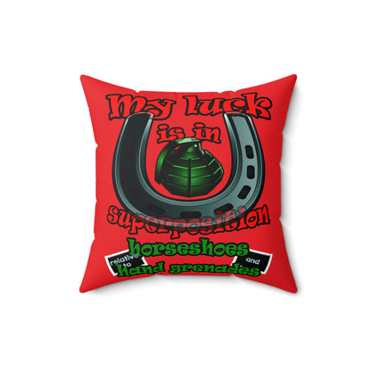 my luck - Faux Suede Square Pillow - (red)