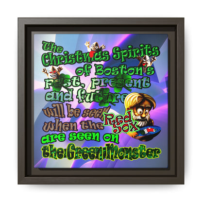 christmas spirits of boston - framed canvas art (grey-pink wave)