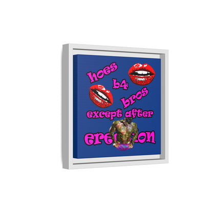 hoes b4 bros - framed canvas art (dark blue)