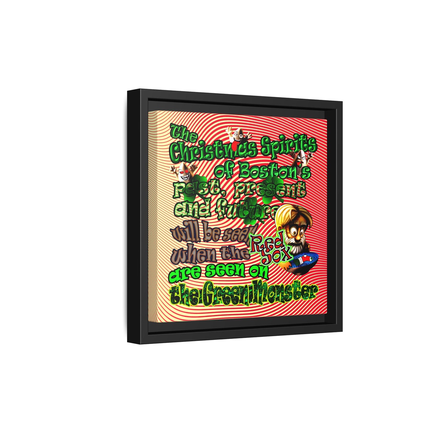 christmas spirits of boston - framed canvas art (yellow-orange wave)