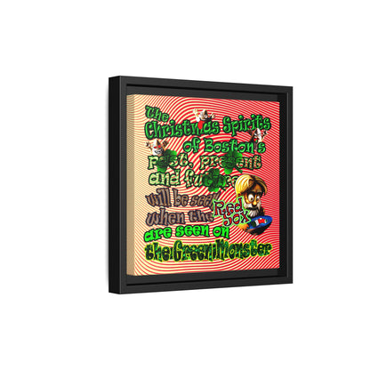 christmas spirits of boston - framed canvas art (yellow-orange wave)