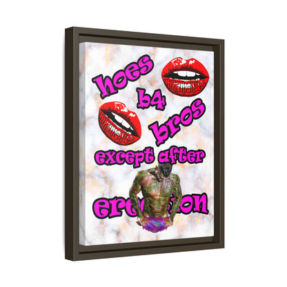 hoes b4 bros - framed canvas art (white marble)
