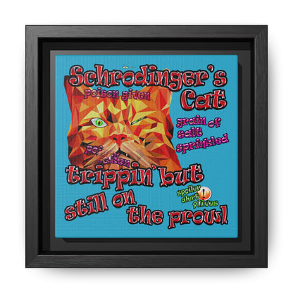 schrodinger's cat - framed canvas art (turquoise)