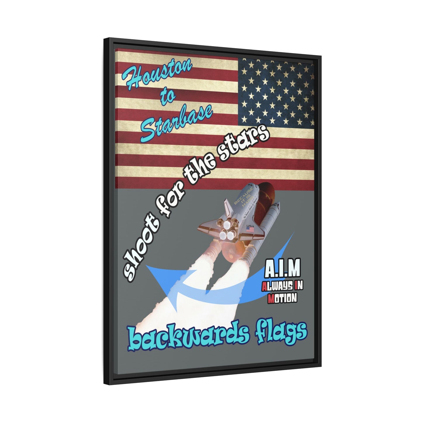 shoot for the stars - framed canvas art (dark grey)
