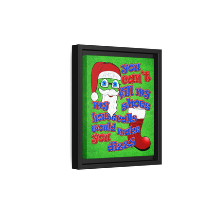 santa's shoes - framed canvas art (green turf)