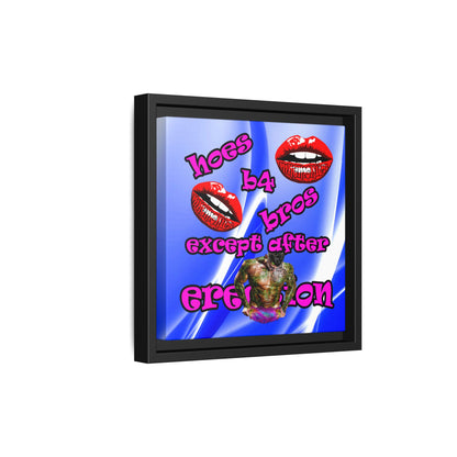 hoes b4 bros - framed canvas art (blue-white wave)