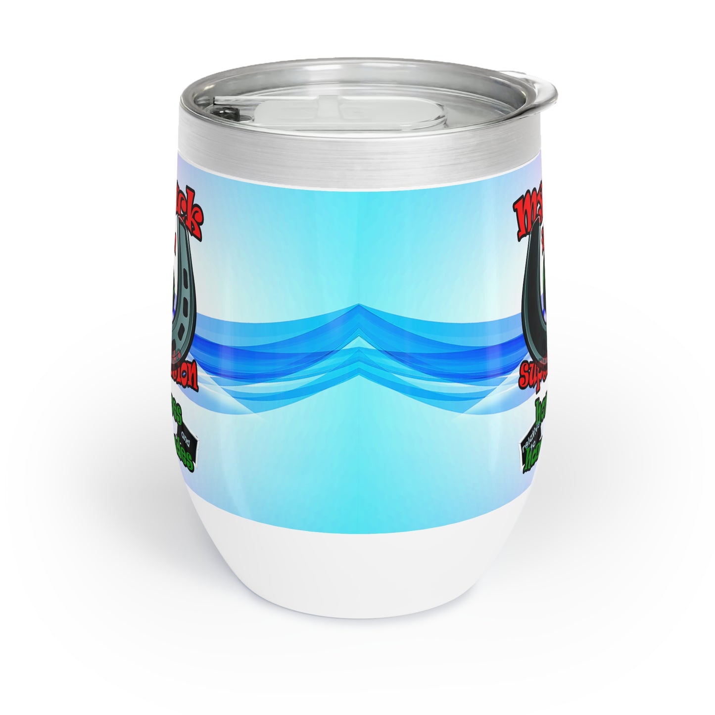my luck - Chill Wine Tumbler (light blue-pink wave)