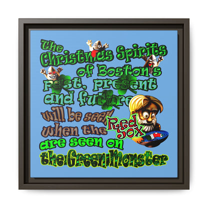 christmas spirits of boston - framed canvas art (light blue)