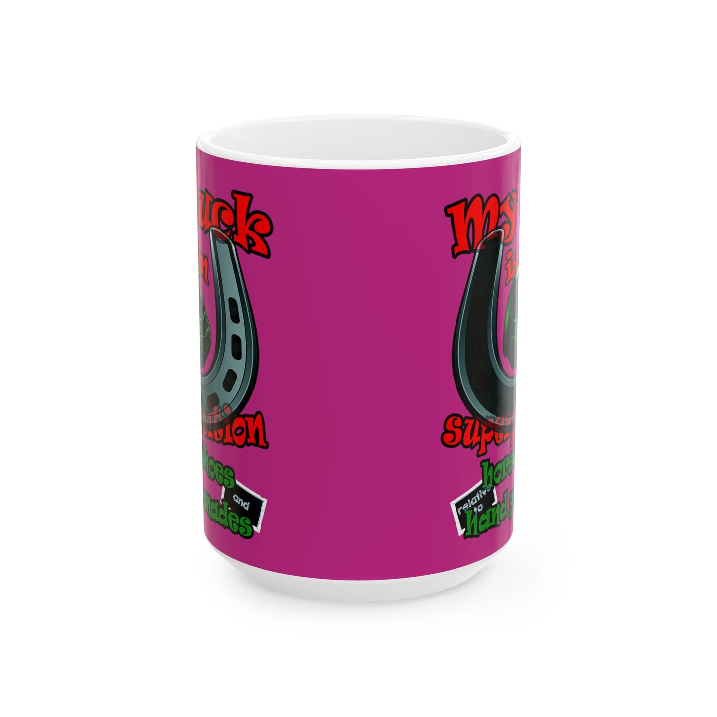 my luck - White Mug (pink)