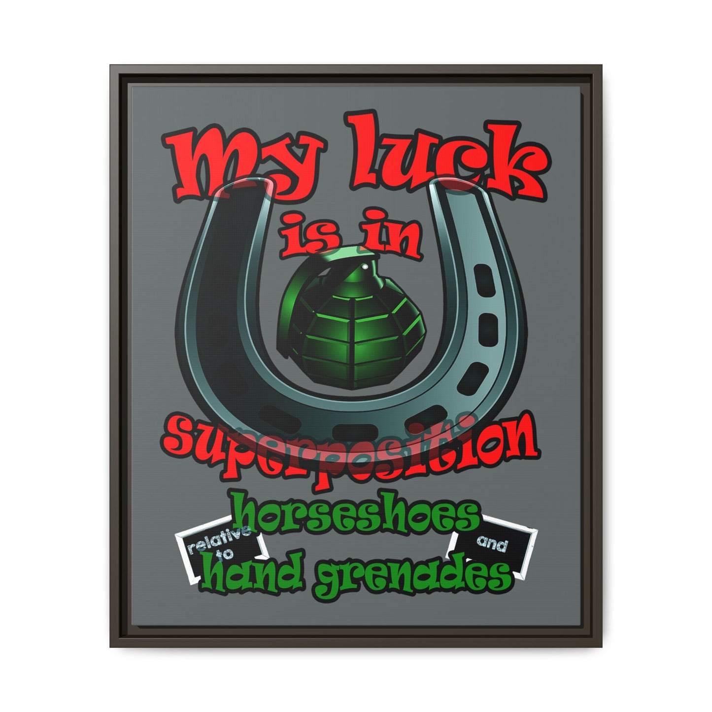 my luck - framed canvas art (dark grey)