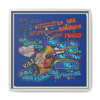 drop the beat - framed canvas art (dark blue)