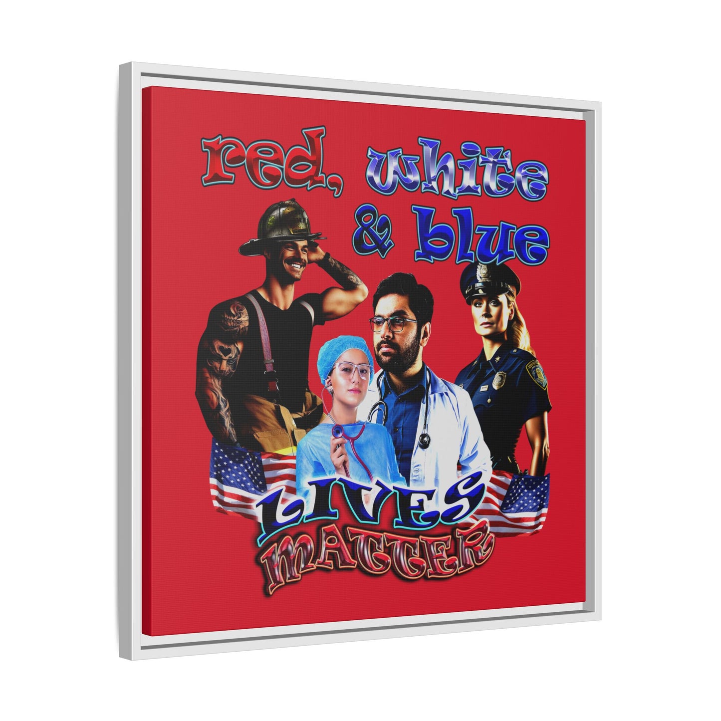 rw&b lives matter - framed canvas art (dark red)