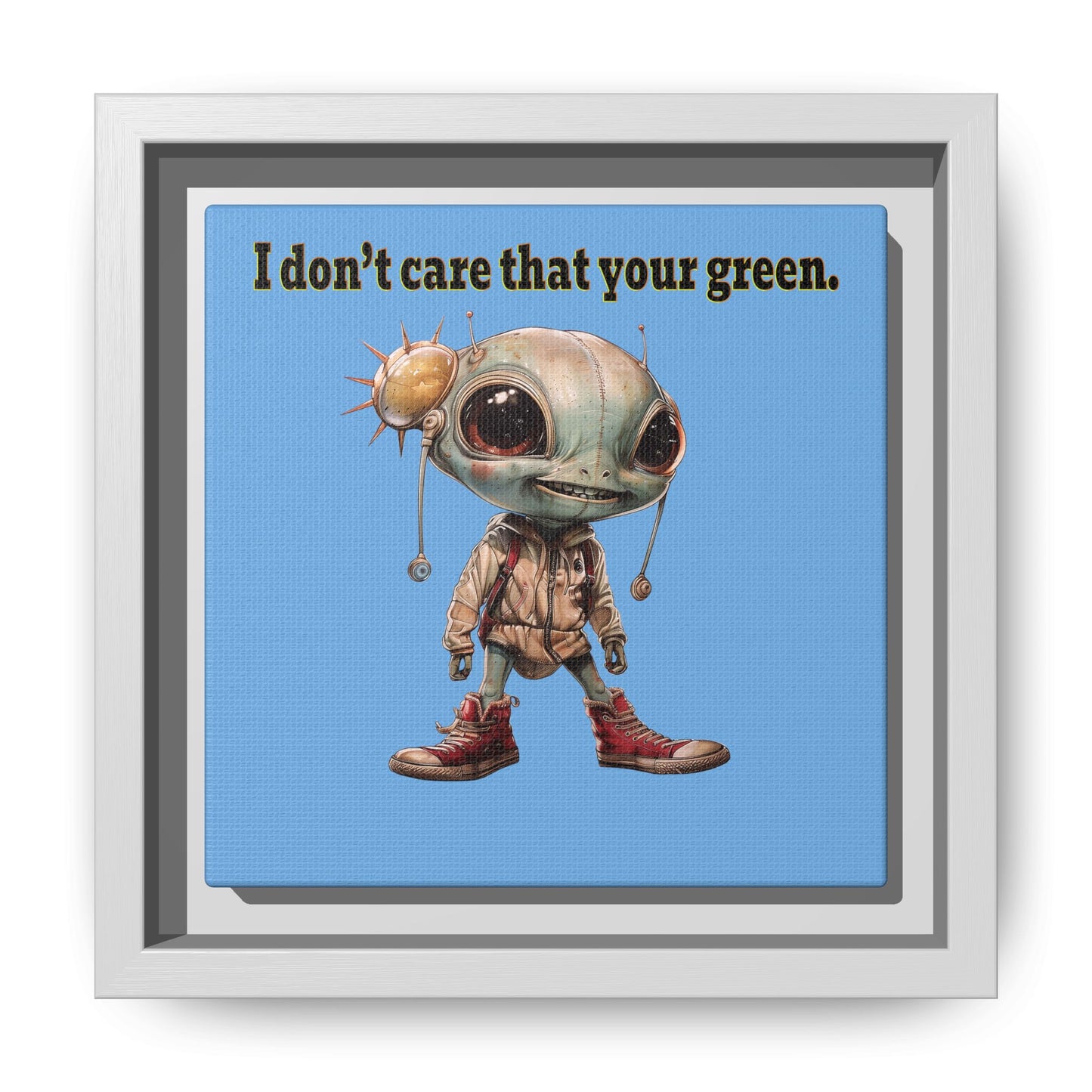 I don't care that your green - framed canvas art (light blue)