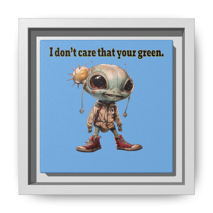 I don't care that your green - framed canvas art (light blue)