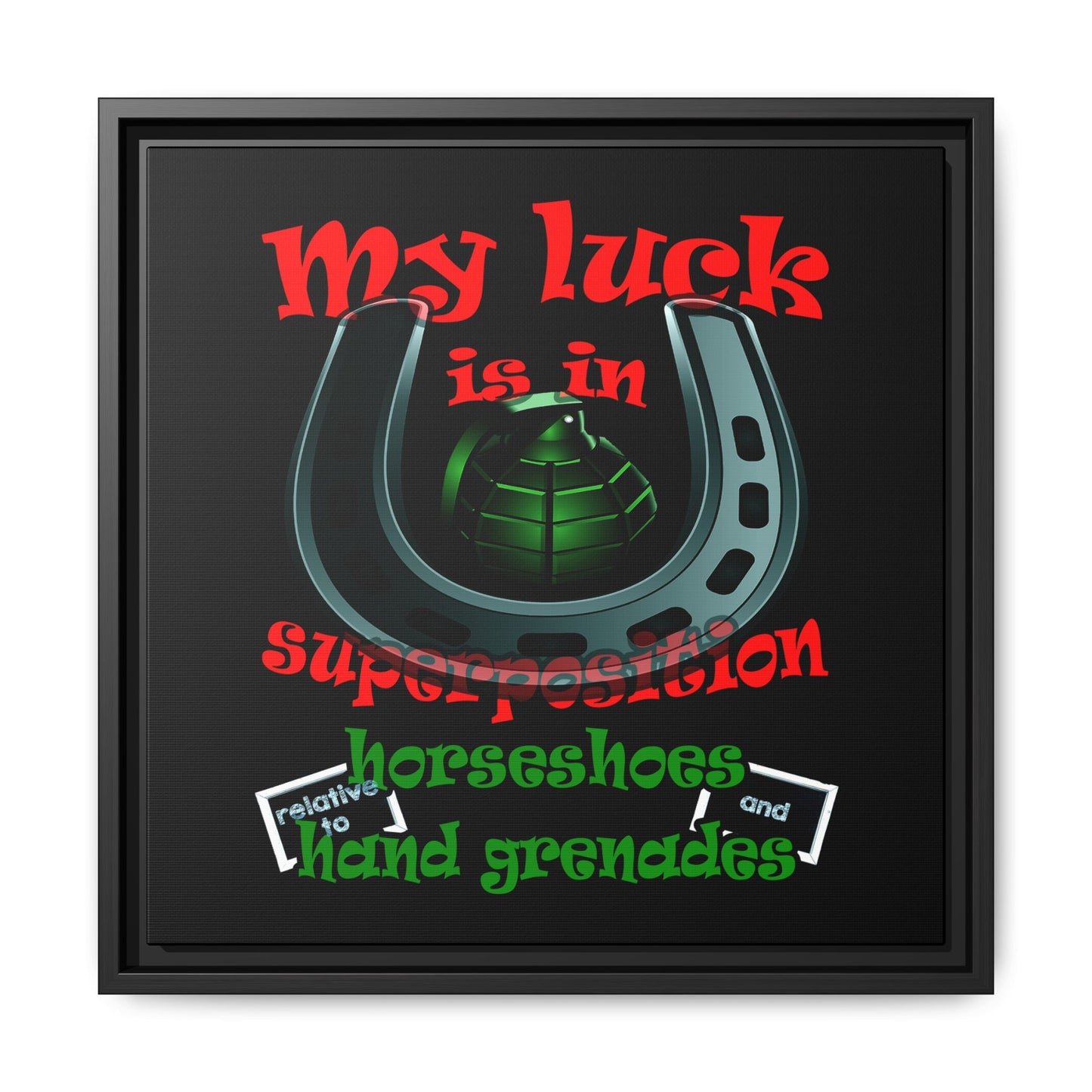 my luck - framed canvas art (black)
