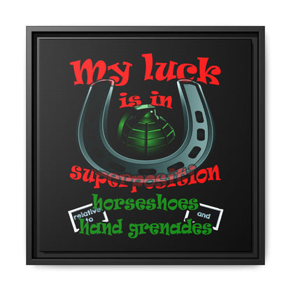 my luck - framed canvas art (black)