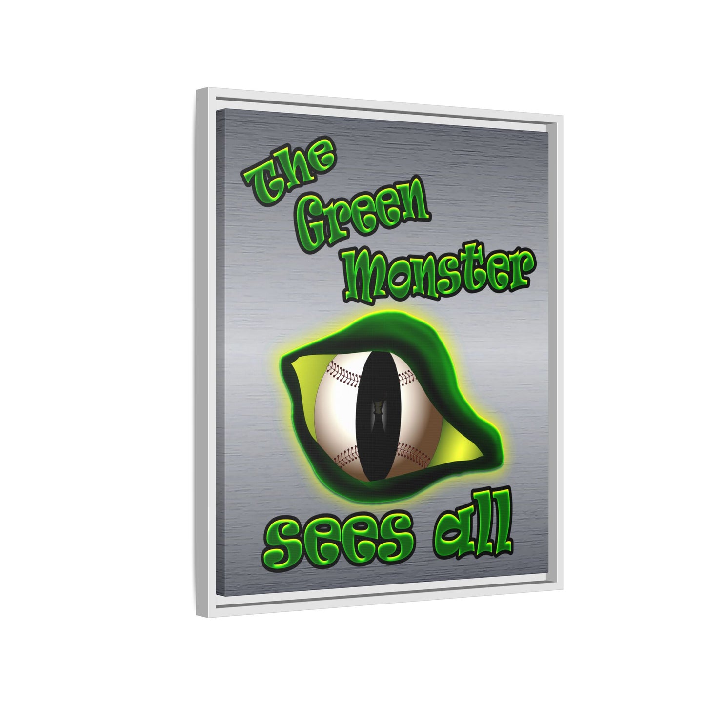 green monster - framed canvas art (brushed nickel)