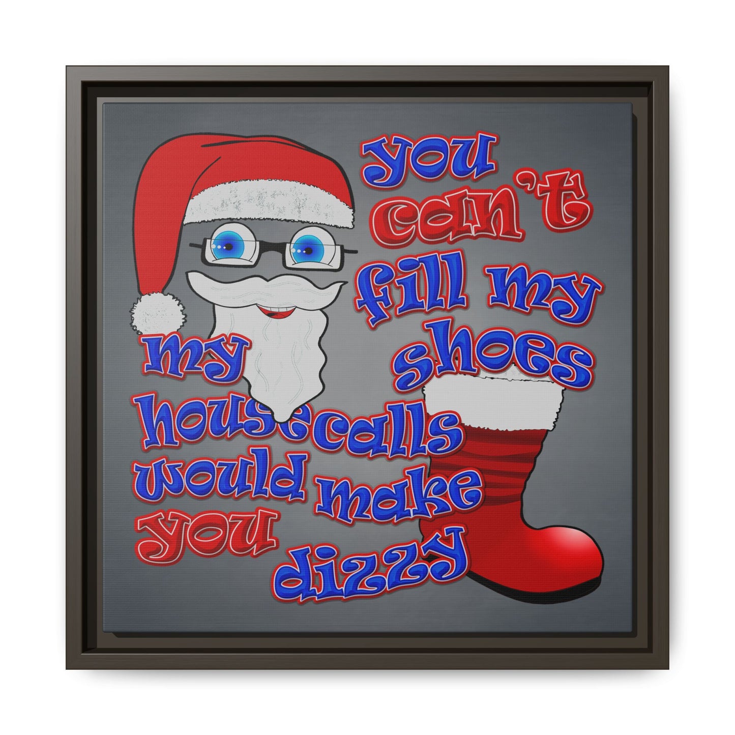 santa's shoes - framed canvas art (grey-light grey)