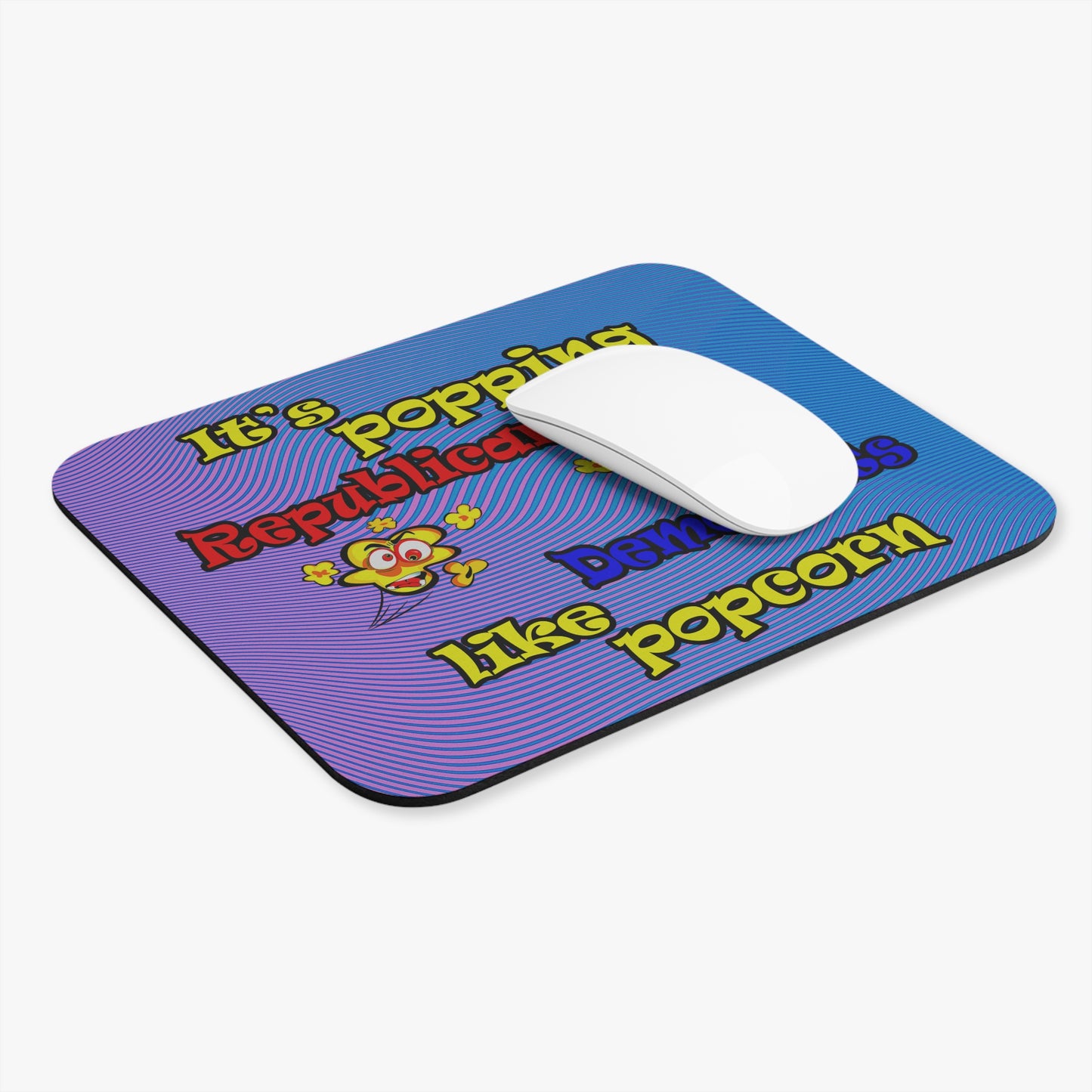 popping like popcorn - Mouse Pad (Rectangle) (light blue-purple wave)