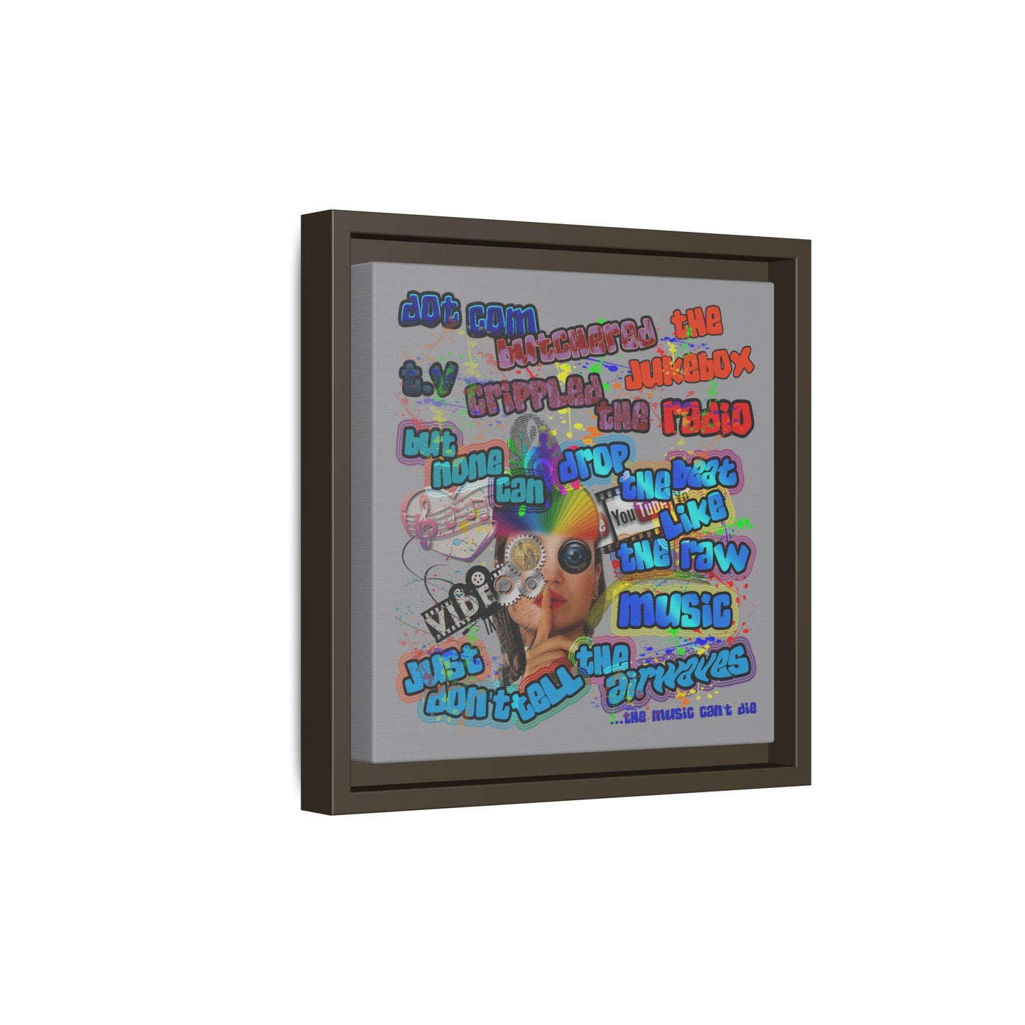 drop the beat - framed canvas art (grey)