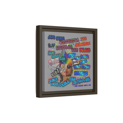 drop the beat - framed canvas art (grey)