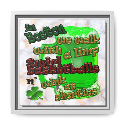 celtics logo - framed canvas art (white marble)