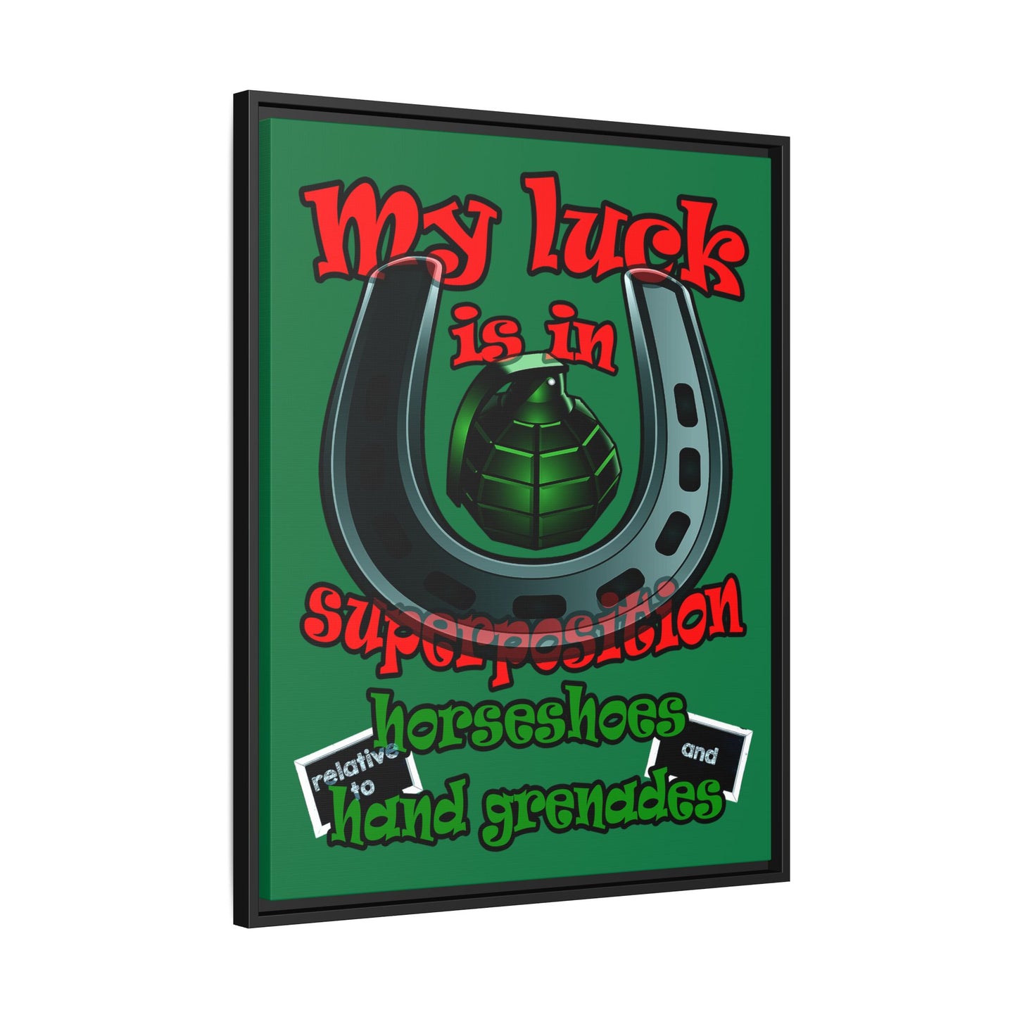 my luck - framed canvas art (dark green)