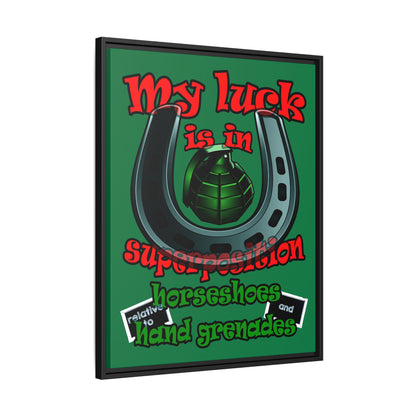 my luck - framed canvas art (dark green)
