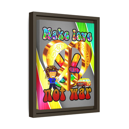 love peace - framed canvas art (rainbow split)