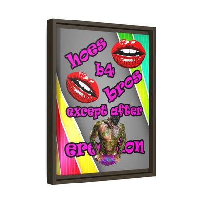 hoes b4 bros - framed canvas art (rainbow split)