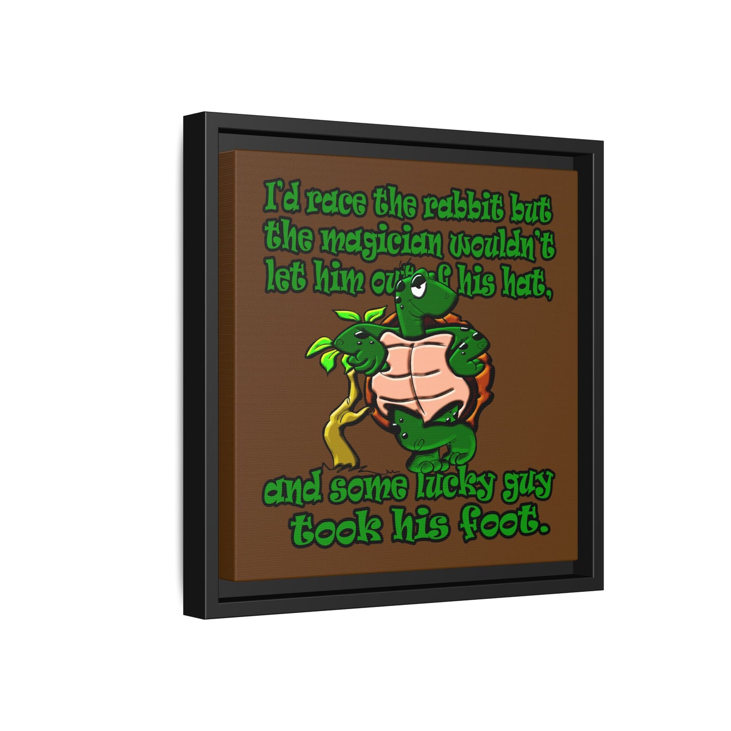 turtle race - framed canvas art (brown)