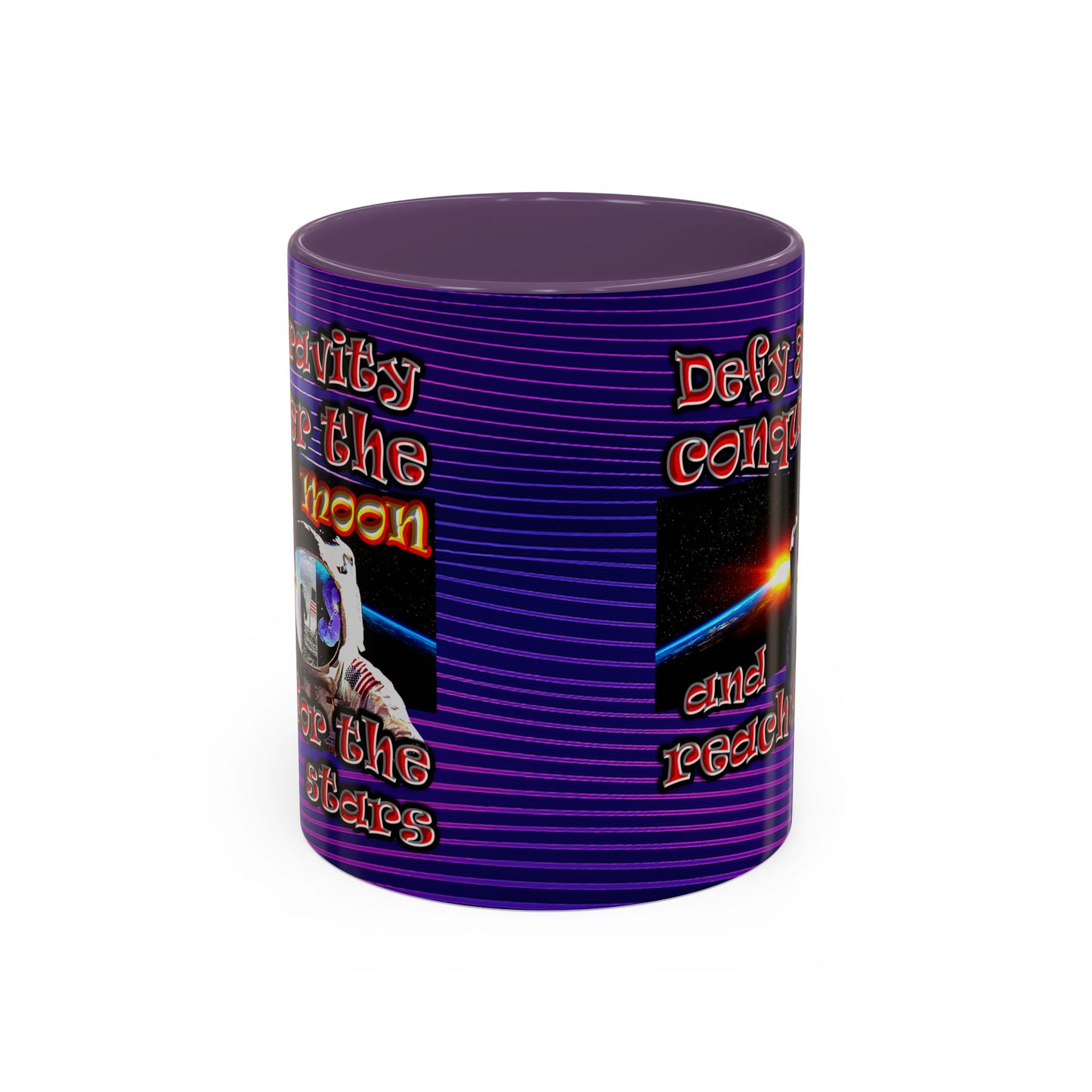 defy conquer reach - Accent Mug (purple wave)