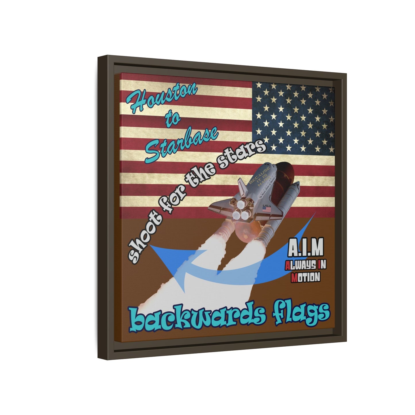 shoot for the stars - framed canvas art (brown)