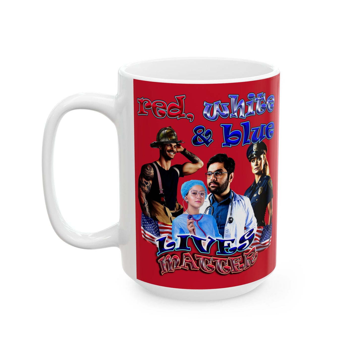 rw&b lives matter - White Mug (dark red)