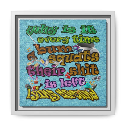 the bum's shit - framed canvas art (faded blue)