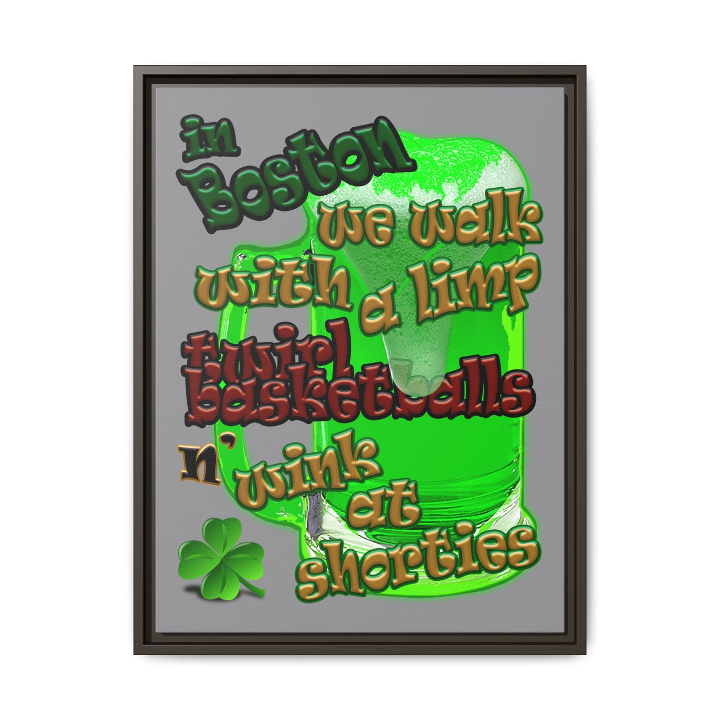 celtics logo - framed canvas art (grey)