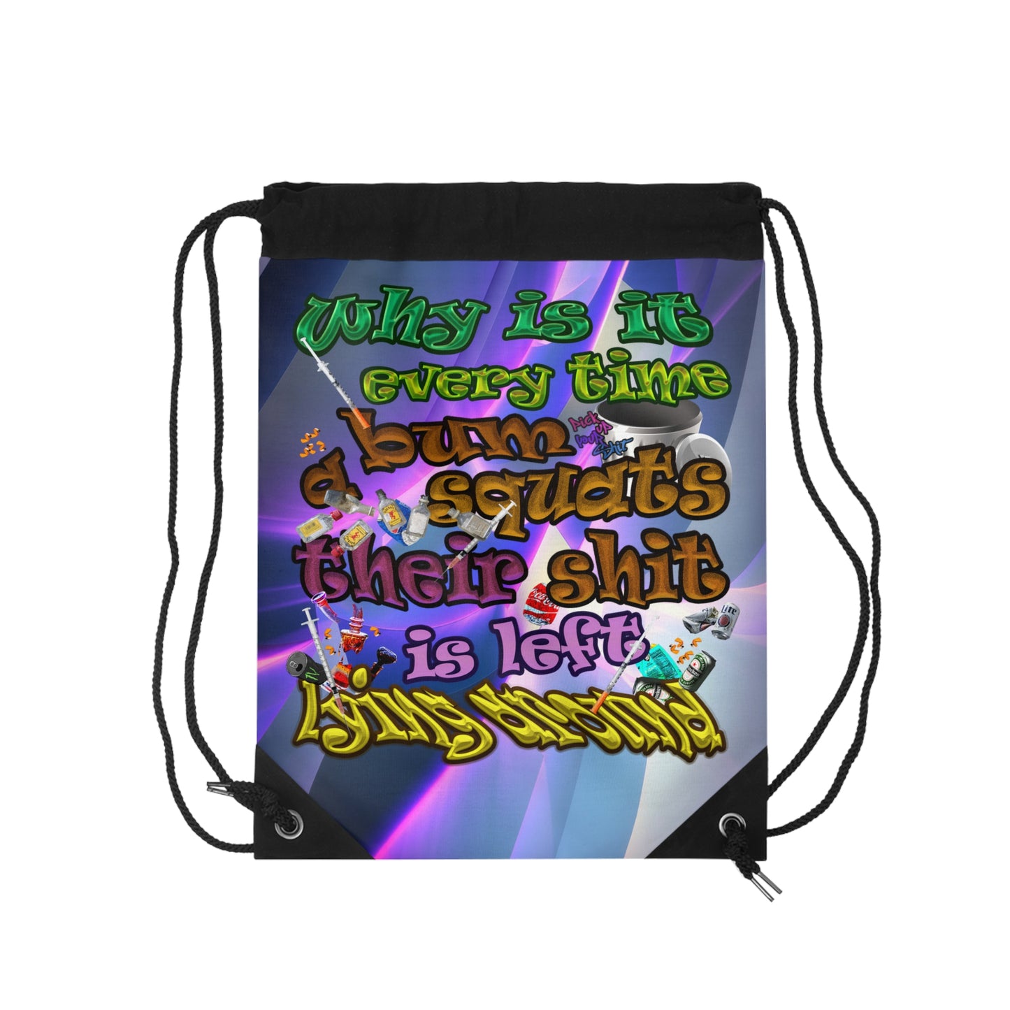 the bum's shit - Drawstring Bag (grey-pink wave)