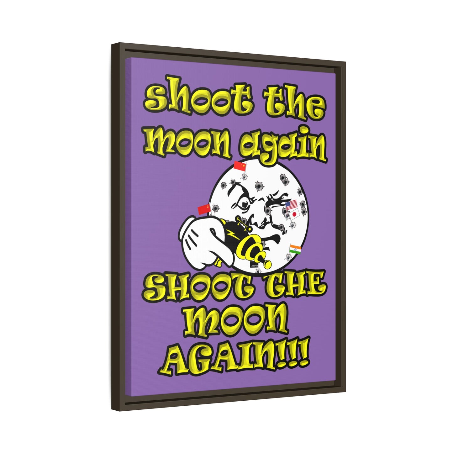 shoot the moon again - framed canvas art (light purple)