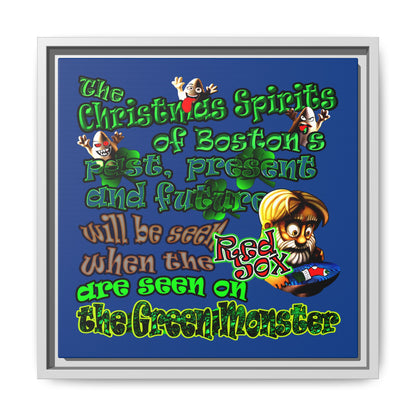 christmas spirits of boston - framed canvas art (dark blue)