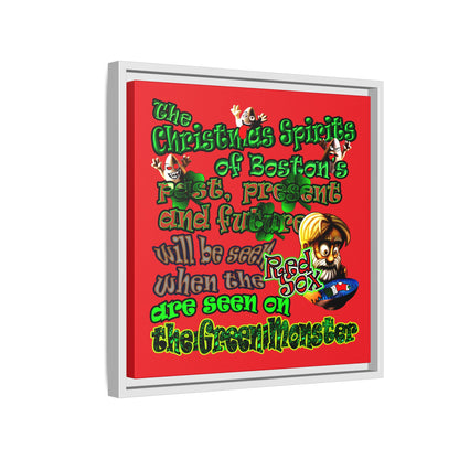 christmas spirits of boston - framed canvas art (red)