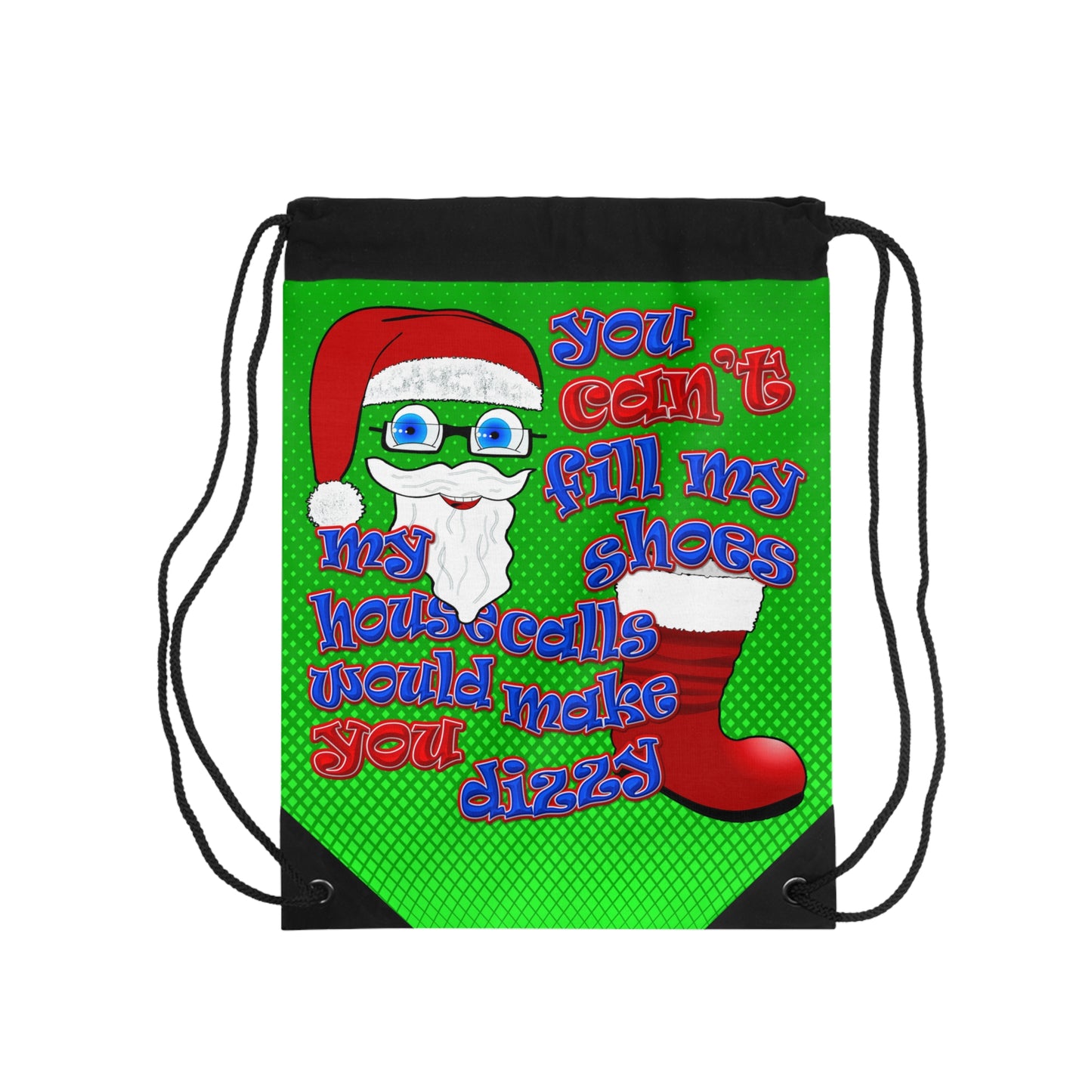 santa's shoes - Drawstring Bag (logo green)