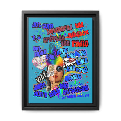 drop the beat - framed canvas art (turquoise)