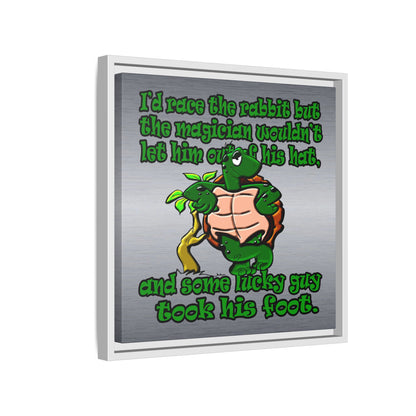 turtle race - framed canvas art (brushed nickel)