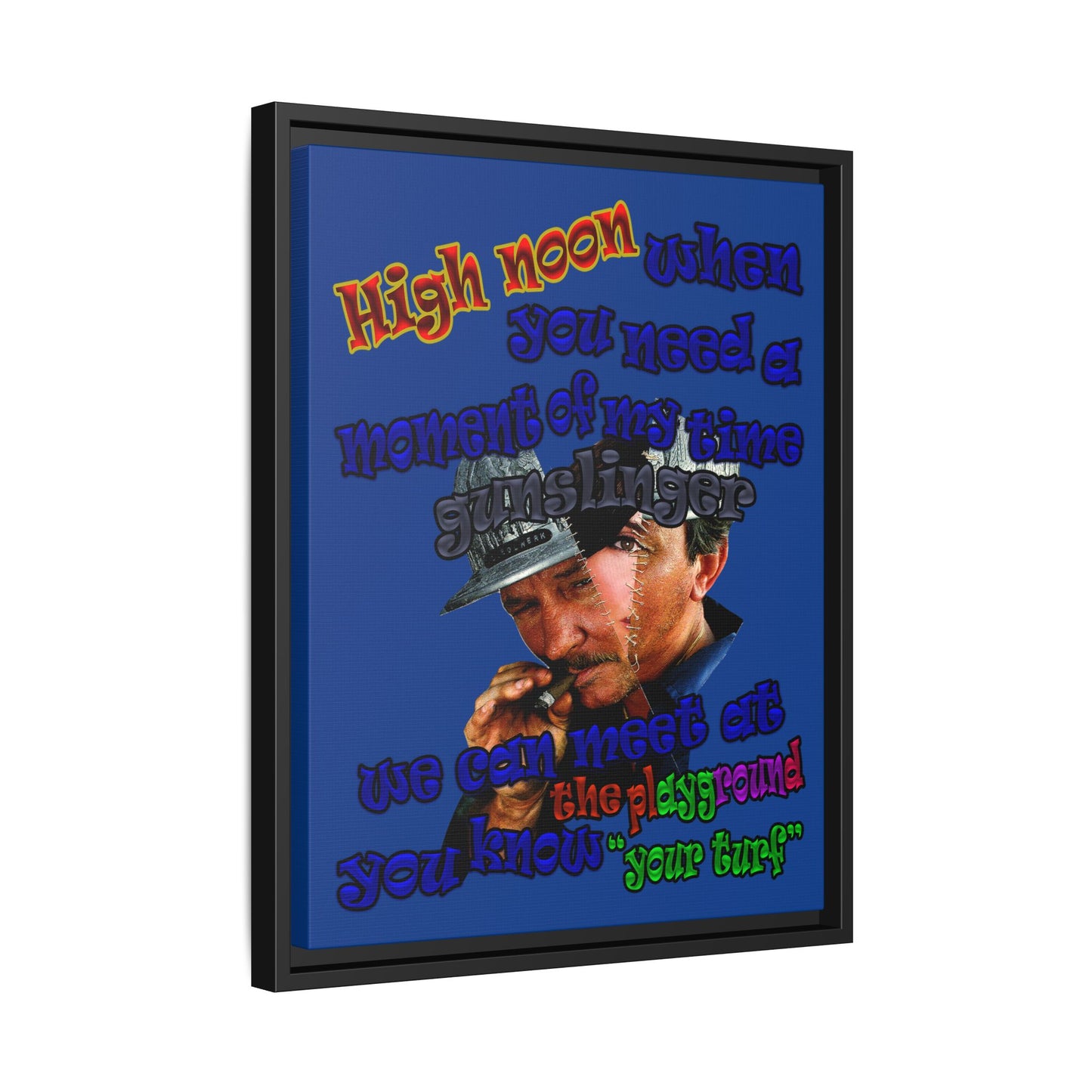 high noon - framed canvas art (dark blue)