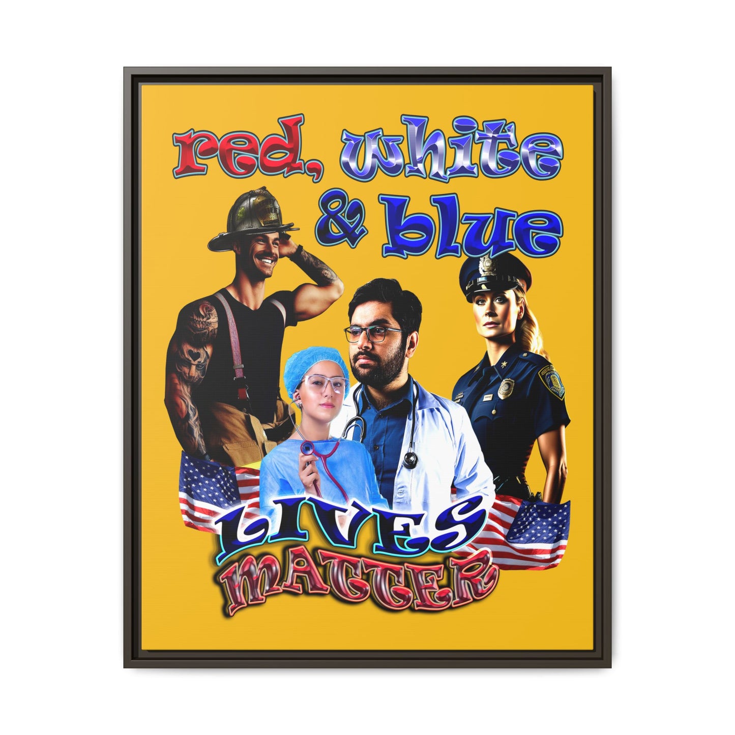 rw&b lives matter - framed canvas art (yellow)